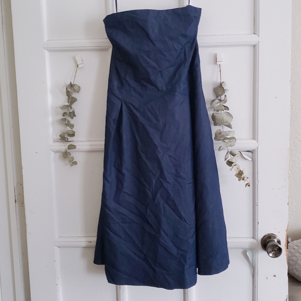 White House Blacket Market Strapless Denim Dress